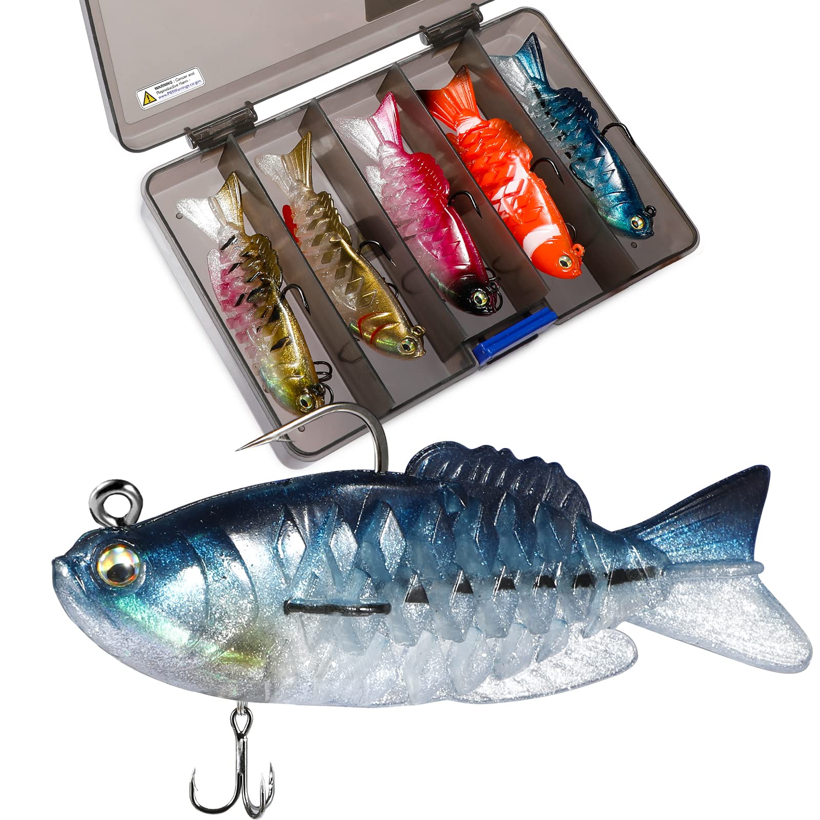 PLUSINNO Fishing Lures - Premium Trout, Pike, Walleye & Bass Jig Heads with Pre-Rigged Soft Swimbaits | Ultra-Sharp Hooks & Paddle Tail Design | Saltwater & Freshwater Fishing Bait | Ideal for Casting, Trolling & Jigging Techniques