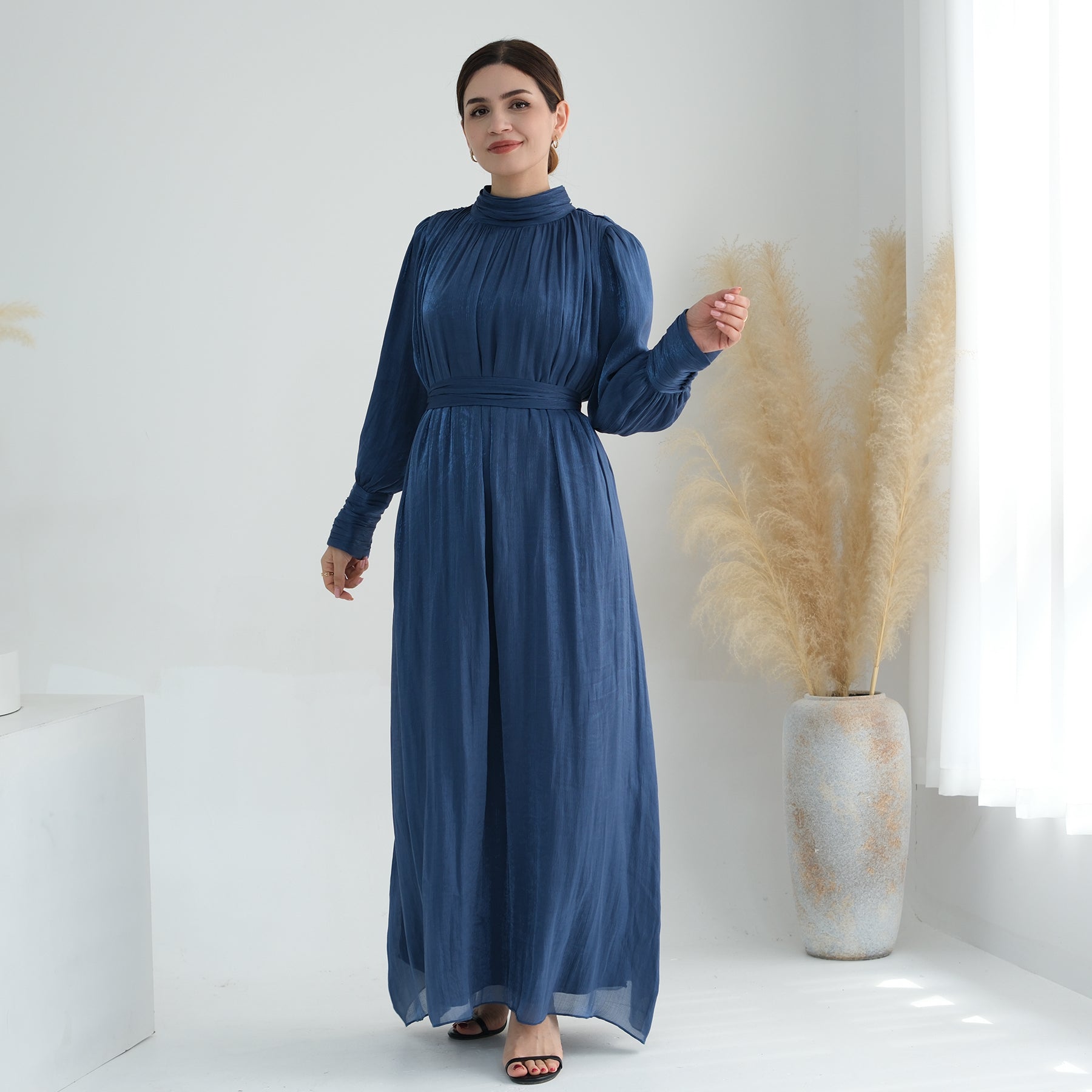 Indira Sparkles Long Sleeve Maxi Dress - Elegant Blue Evening Gown for Women | Perfect for Weddings, Parties & Special Occasions