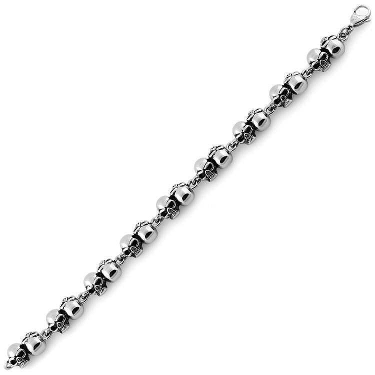 Phantom Skull Link Bracelet - Stainless Steel Gothic Punk Jewelry for Men & Women - Perfect for Halloween, Costume Parties, and Alternative Fashion