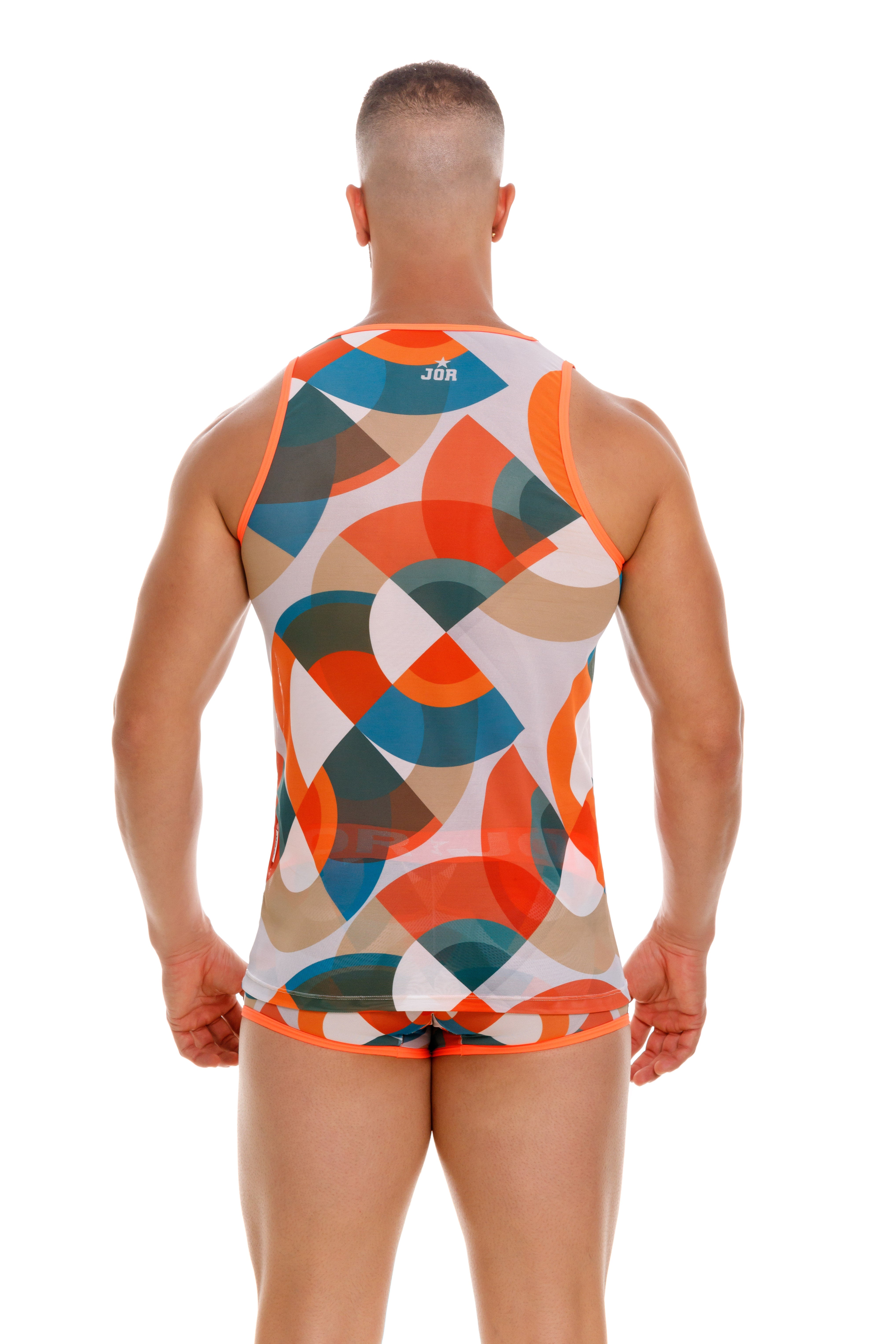 JOR Boreal Mesh Slim Fit Tank Top for Men - Breathable & Lightweight Orange Workout Shirt - Gym, Running, Yoga & Casual Wear