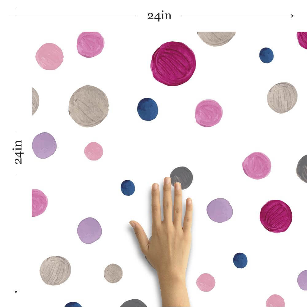 White and Violet Dots Baby Peel and Stick Removable Wallpaper - Self-Adhesive Nursery Decor for Girls & Boys Rooms - Easy to Install & Remove - Perfect for Nursery, Kids Bedroom, and Playroom Decor
