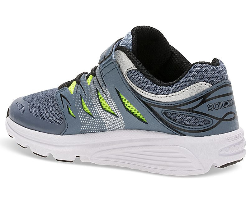 Saucony Zealot 2 A/C Wide Kids Running Shoes - Grey - Lightweight Athletic Sneakers for Boys & Girls - Perfect for School, Sports & Outdoor Activities