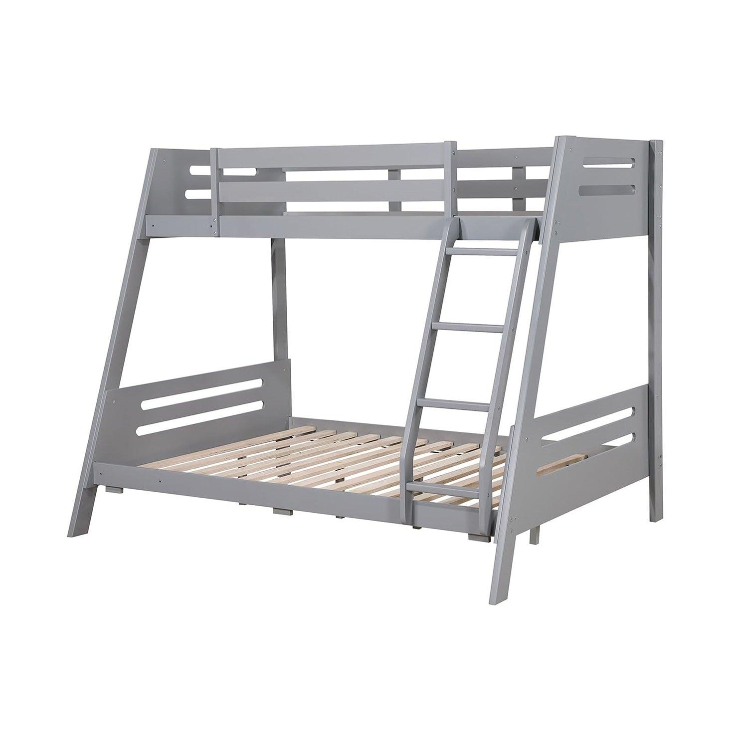 Solid Wood Twin/Full Bunk Bed with Reversible Angled Ladder & Underbed Drawers - Sturdy Kids Bunk Bed for Small Spaces, Bedroom & Guest Room - Perfect for Siblings, Sleepovers & Space Saving