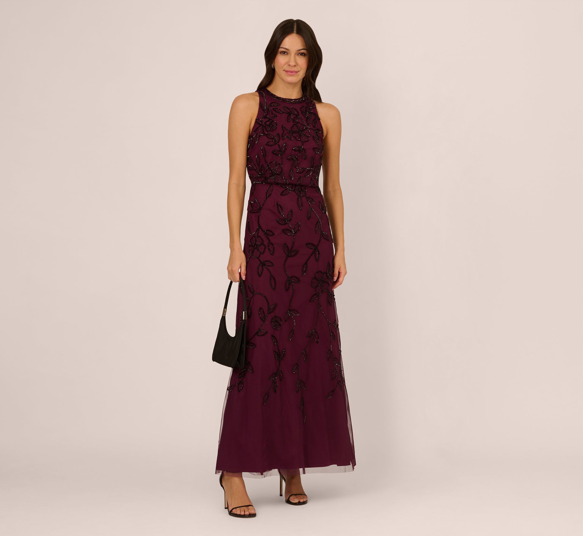 Elegant Sleeveless Blouson Mermaid Gown with Jasmine Beading in Cassis - Perfect for Evening Galas, Prom Dances & Formal Occasions