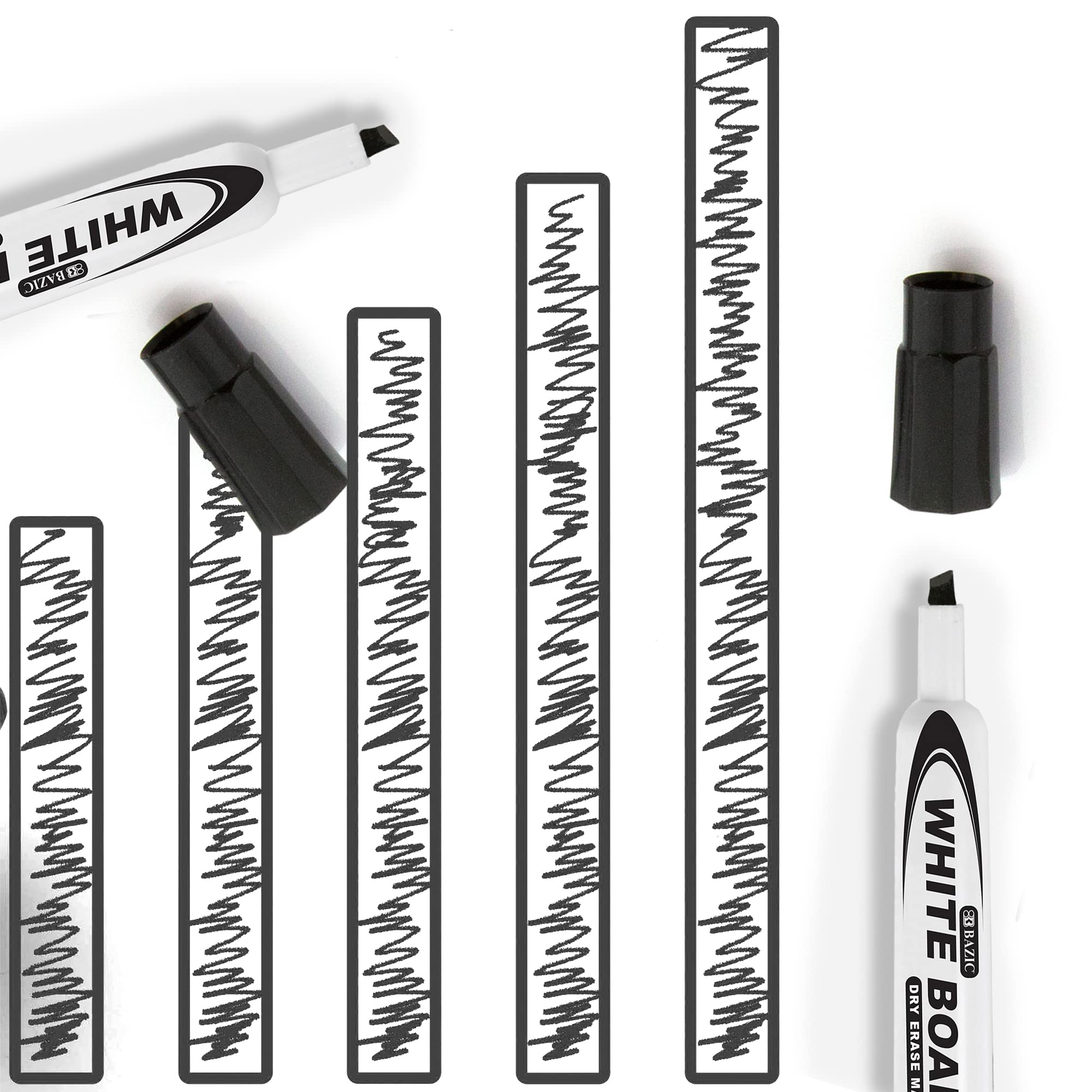 BAZIC Black Dry Erase Markers with Chisel Tip - Low Odor Whiteboard Pens for Office & School - 12 Pack (144 Markers Total) - Perfect for Classrooms, Meetings, and Home Organization