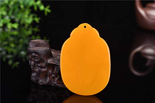 Natural Yellow Chalcedony Necklace - Amitabha Amulet Pendant for Spiritual Protection