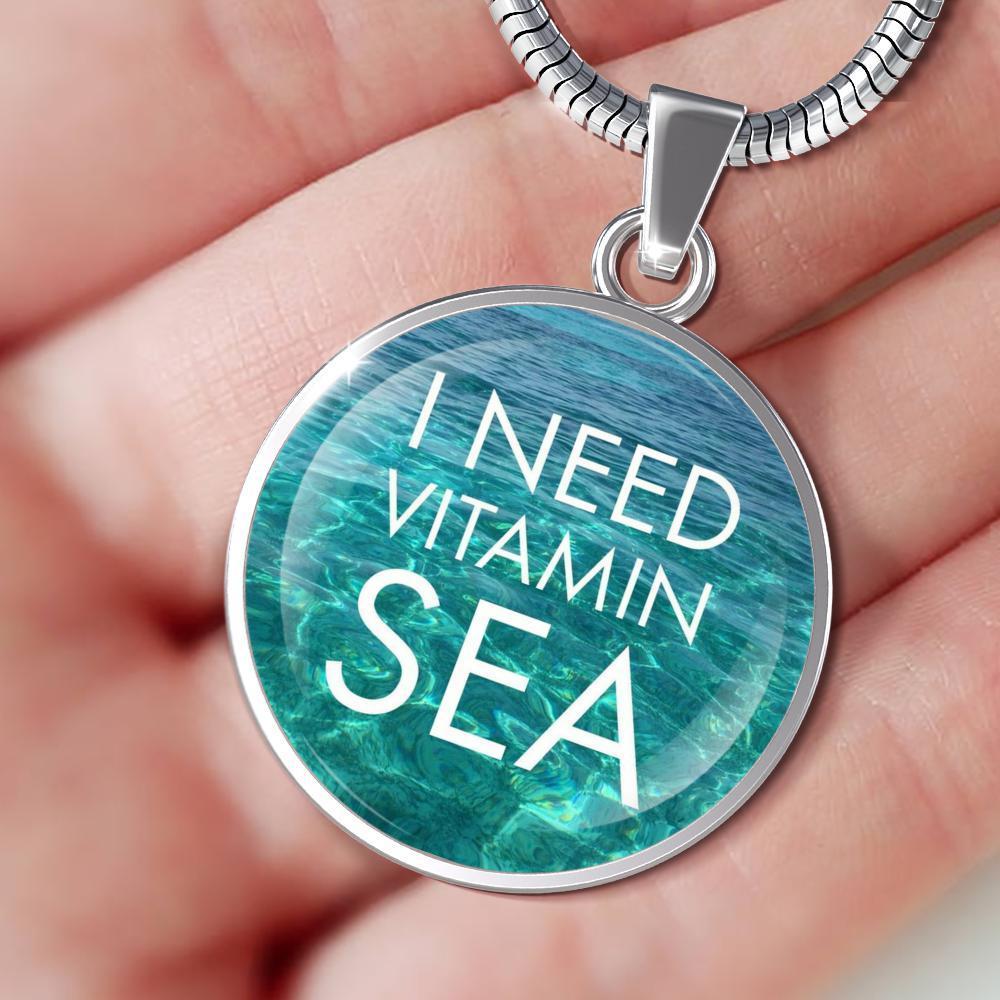 I Need Vitamin Sea Necklace - Dainty Beach Jewelry for Women, Ocean Wave Pendant Necklace - Perfect for Summer Vacations, Beach Trips & Boho Fashion