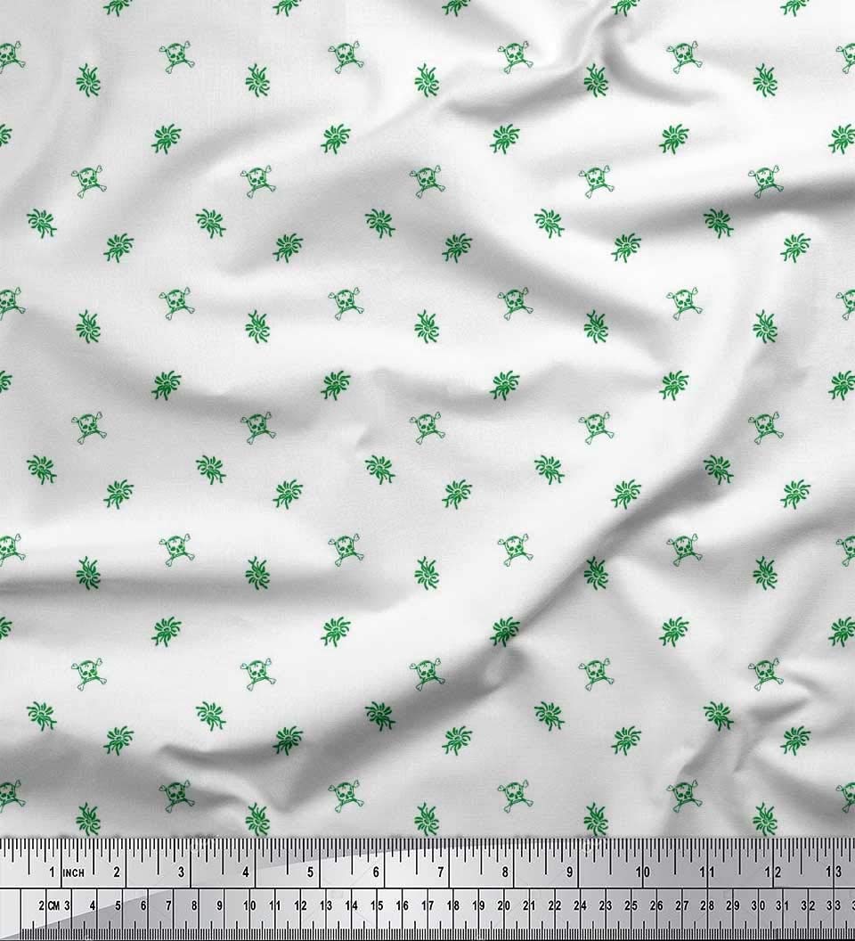 Soimoi Velvet Fabric - Floral Cross Bones & Skull Printed Fabric - 1 Yard (58 Inch Wide) - Perfect for Gothic Clothing, DIY Costumes, Home Decor & Craft Projects