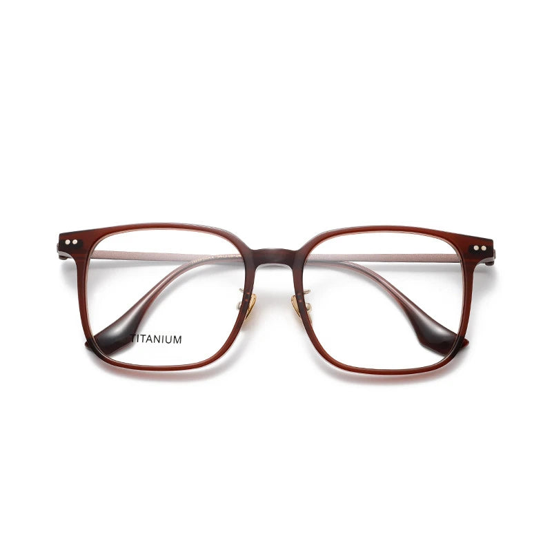 Aror Unisex Full Rim Square Acetate Titanium Eyeglasses 84296 - Stylish & Durable Eyewear for Men & Women - Perfect for Work, Reading & Everyday Fashion