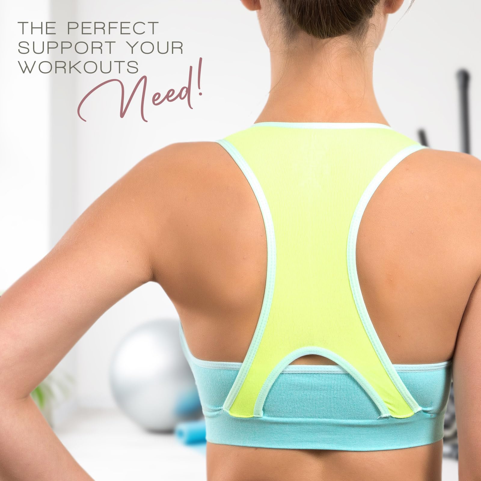 Alyce Ives Women's Wireless Sports Bra 4-Pack - Padded Workout Bras for Gym, Yoga & Running | Comfortable & Supportive Activewear for Fitness & Everyday Wear
