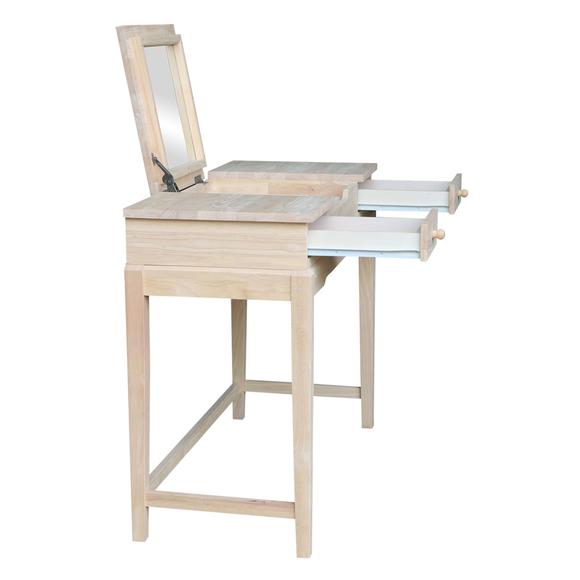 IC International Concepts Solid Real Wood Sturdy Parawood Vanity Table - Unfinished DIY Paint/Stain Ready Vanity Desk for Bedroom Makeup & Dressing Room