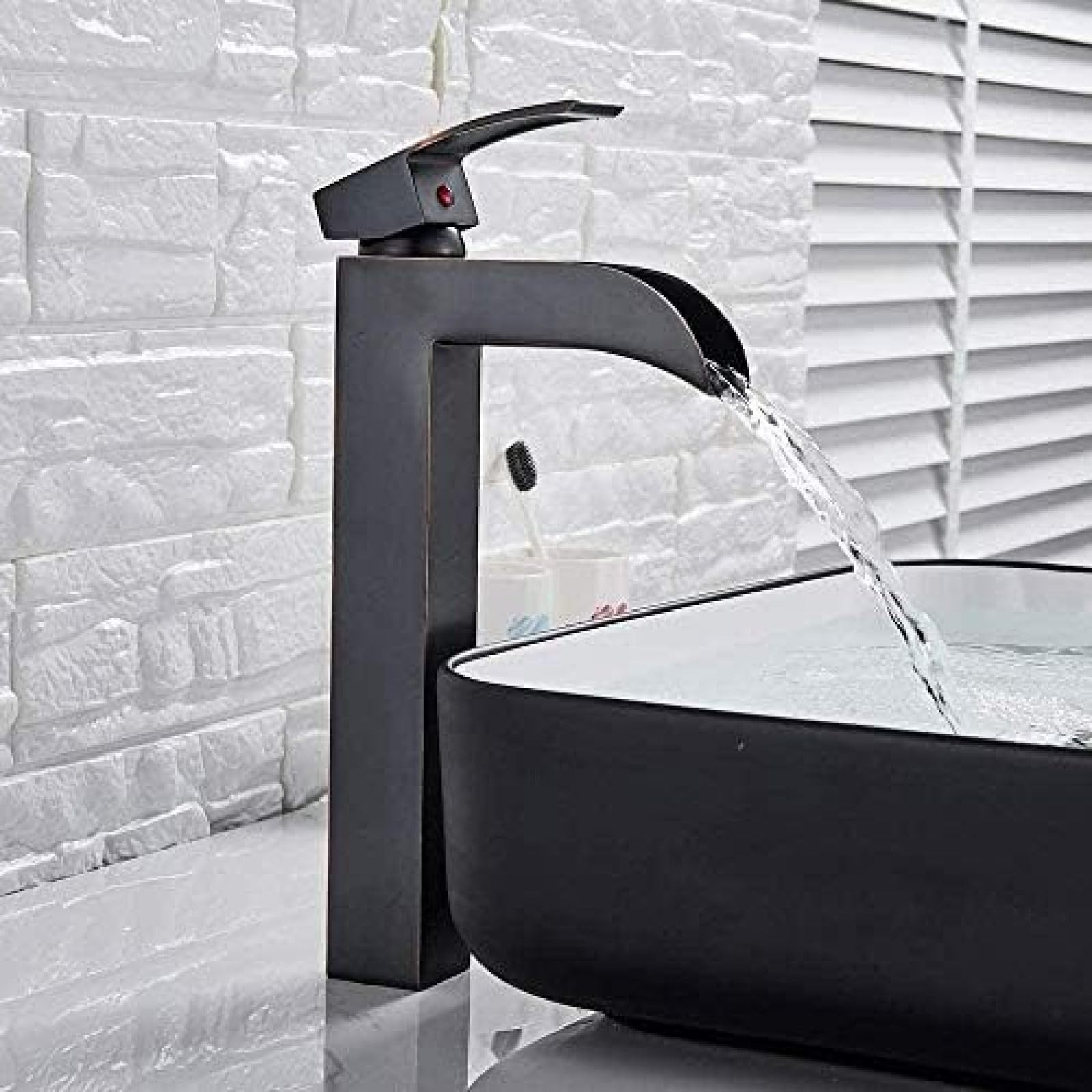 CRJUS Single Handle Deck Mounted Kitchen Faucet - Hot and Cold Water Mixer Tap for Sink, Basin, Vanity - Perfect for Modern Bathroom & Kitchen Renovation