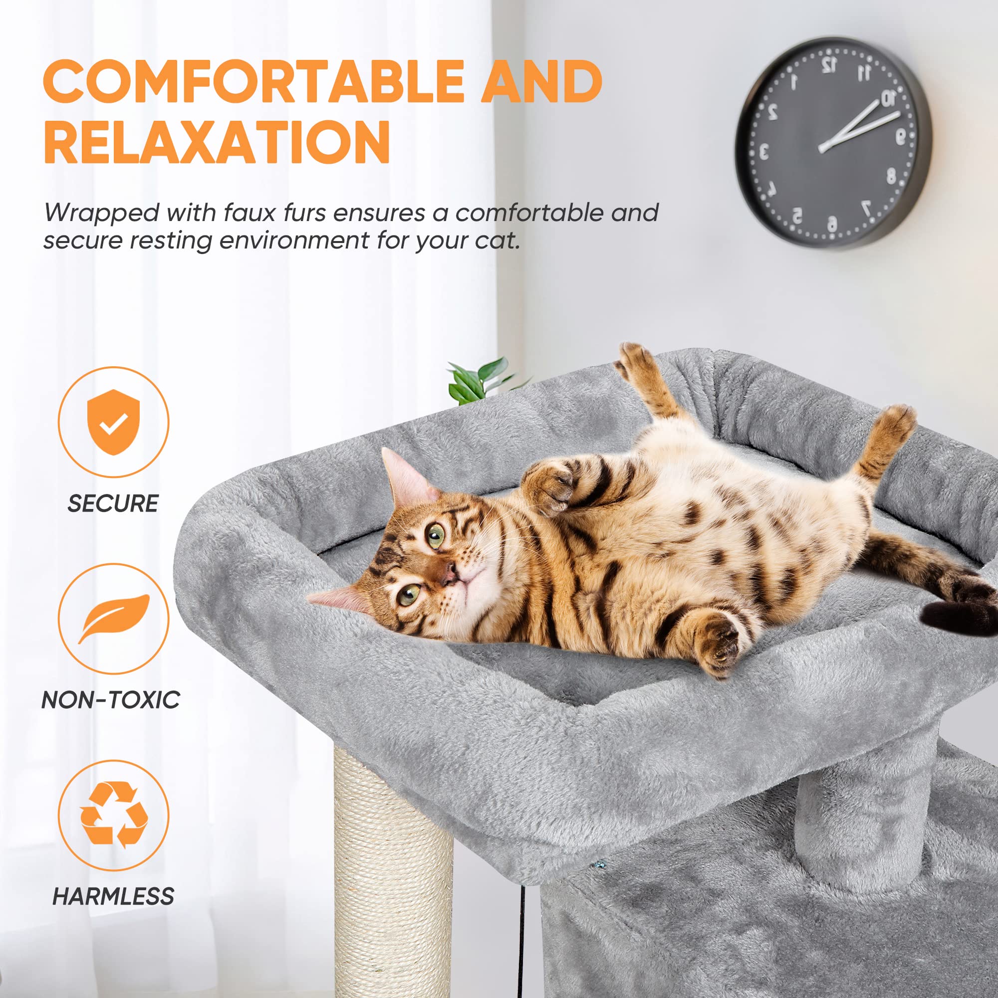 Nova Microdermabrasion Cat Tree for Indoor Cats - 34 Inch Cat Tower with Scratching Post & Ultra Soft Plush Covering - Durable Cat Condo Furniture for Kittens & Adult Cats - Perfect for Play, Rest & Climbing in Home or Office