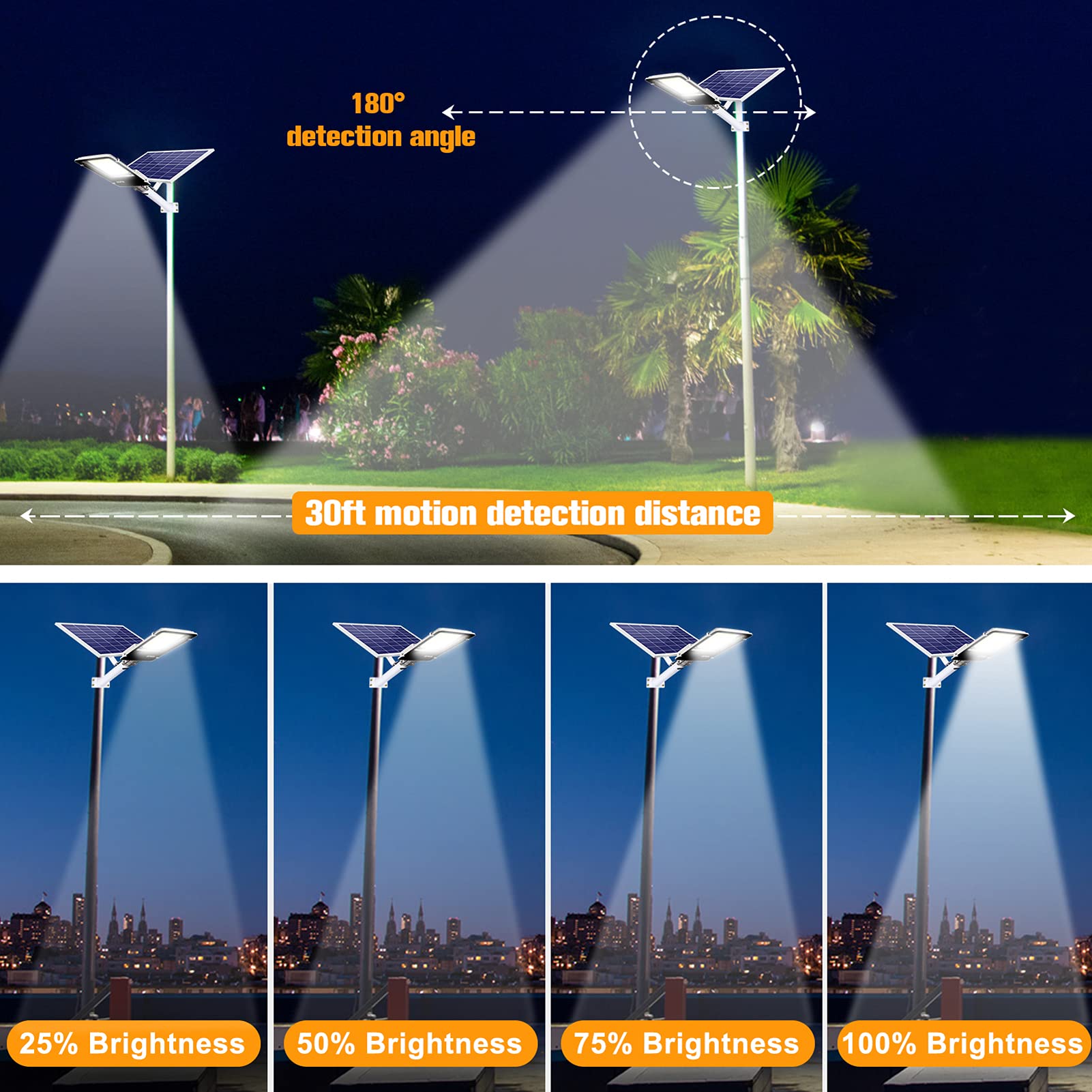 5000W Solar Street Lights Outdoor - Super Bright LED Solar Powered Commercial Street Light with Remote Control, IP67 Waterproof, Dusk to Dawn Sensor - Perfect for Parking Lots, Pathways, and Backyard Security Lighting