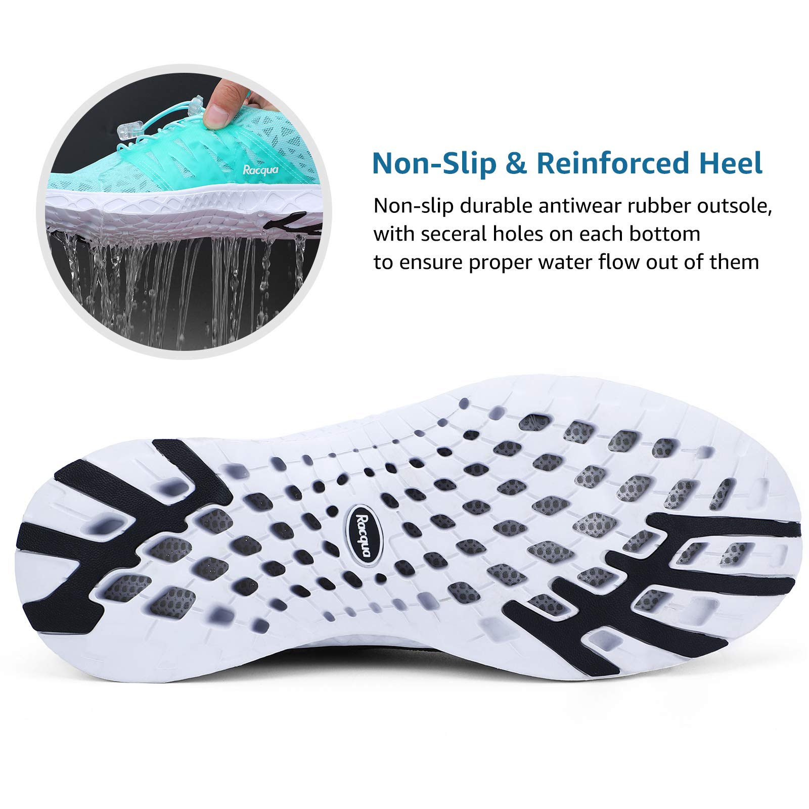 Racqua Unisex Breathable Mesh Water Shoes for Women & Men - Lightweight Quick-Dry Aqua Shoes for Swimming, Beach, Surfing, Yoga, and Water Sports