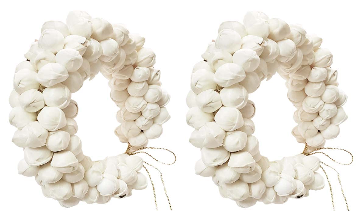 DEXO 2-Piece Artificial Mogra Gajra Hair Bun Bridle Set - White Floral Hair Accessories for Women & Girls | Perfect for Weddings, Parties & Traditional Events