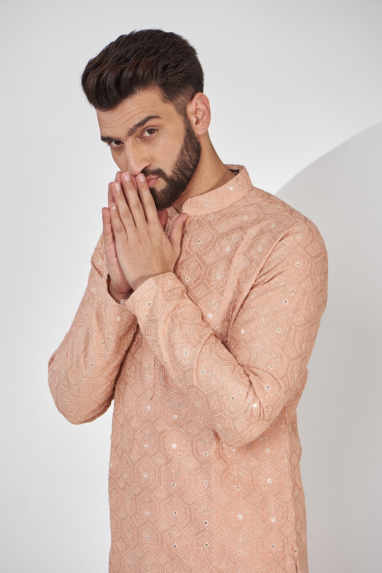 Elegant Peach Chikankari Kurta for Women - Traditional Indian Embroidered Tunic Top - Perfect for Festivals, Weddings & Casual Wear