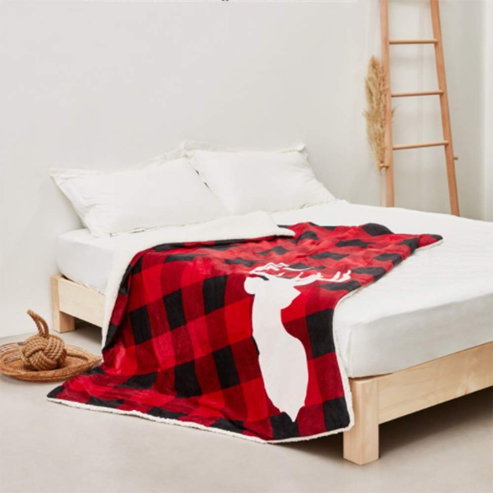 WFF Fast Heating Electric Blanket - Knit Fleece Double Fabric Warming Throw for Home & Office - Machine Washable Heated Bed Comforter (1.6m x 1.3m/63