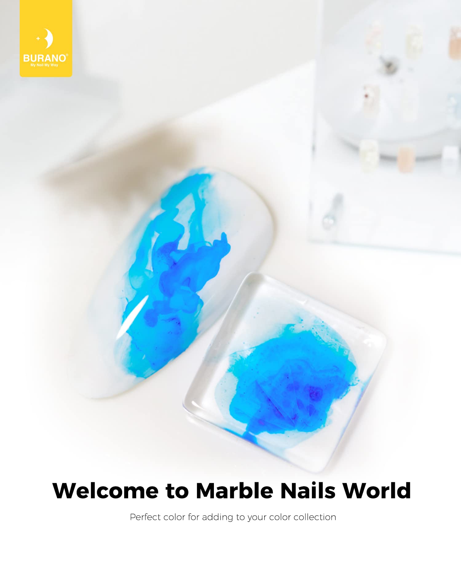 BURANO Marble Nail Gel Polish - Blooming Gel for DIY Nail Art, Marble Tints Nail Polish for Home & Salon Use (Blue 01) | Perfect for Manicures, Pedicures & Professional Nail Designs
