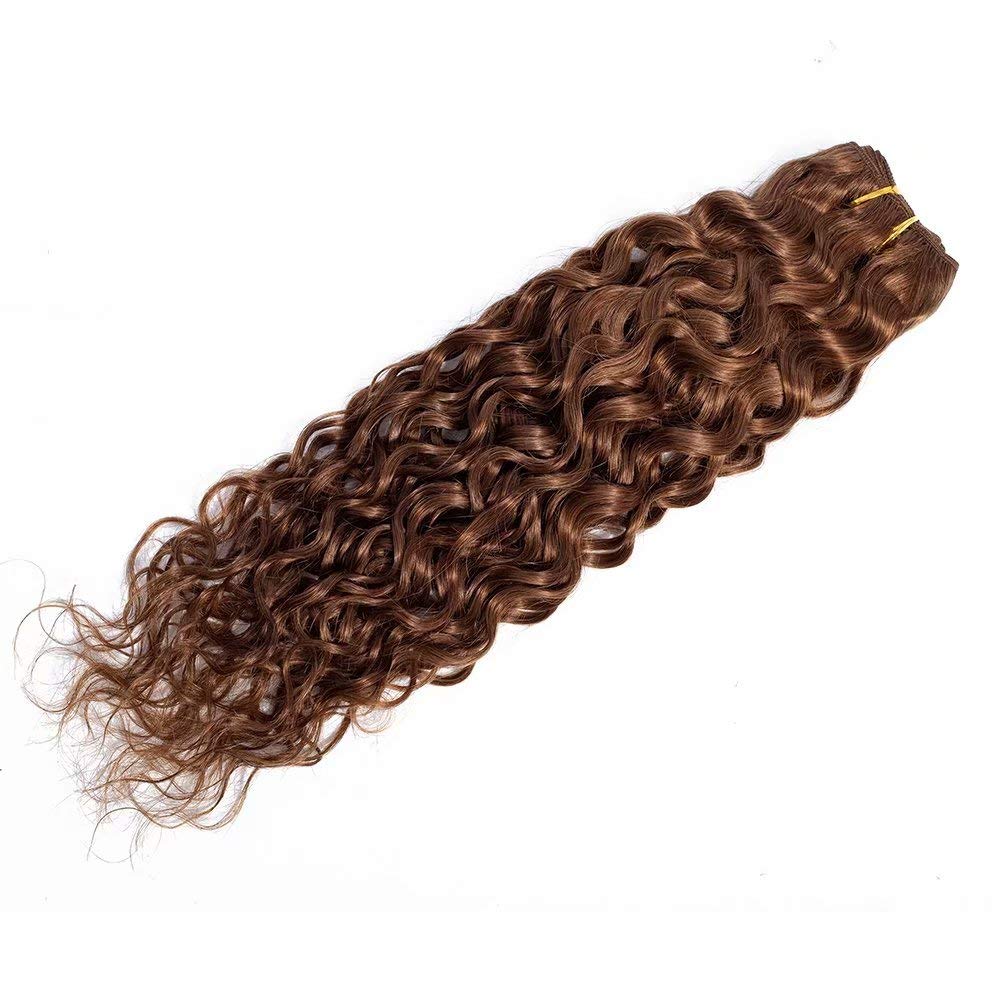 FEEL ME 8A Mink Brazilian Water Wave Human Hair Bundles - Unprocessed Virgin Hair Extensions (16/18/20 Inch, Color 4) for Natural Looking Weaves & Protective Styles - Perfect for Daily Wear, Special Occasions & Salon Styling