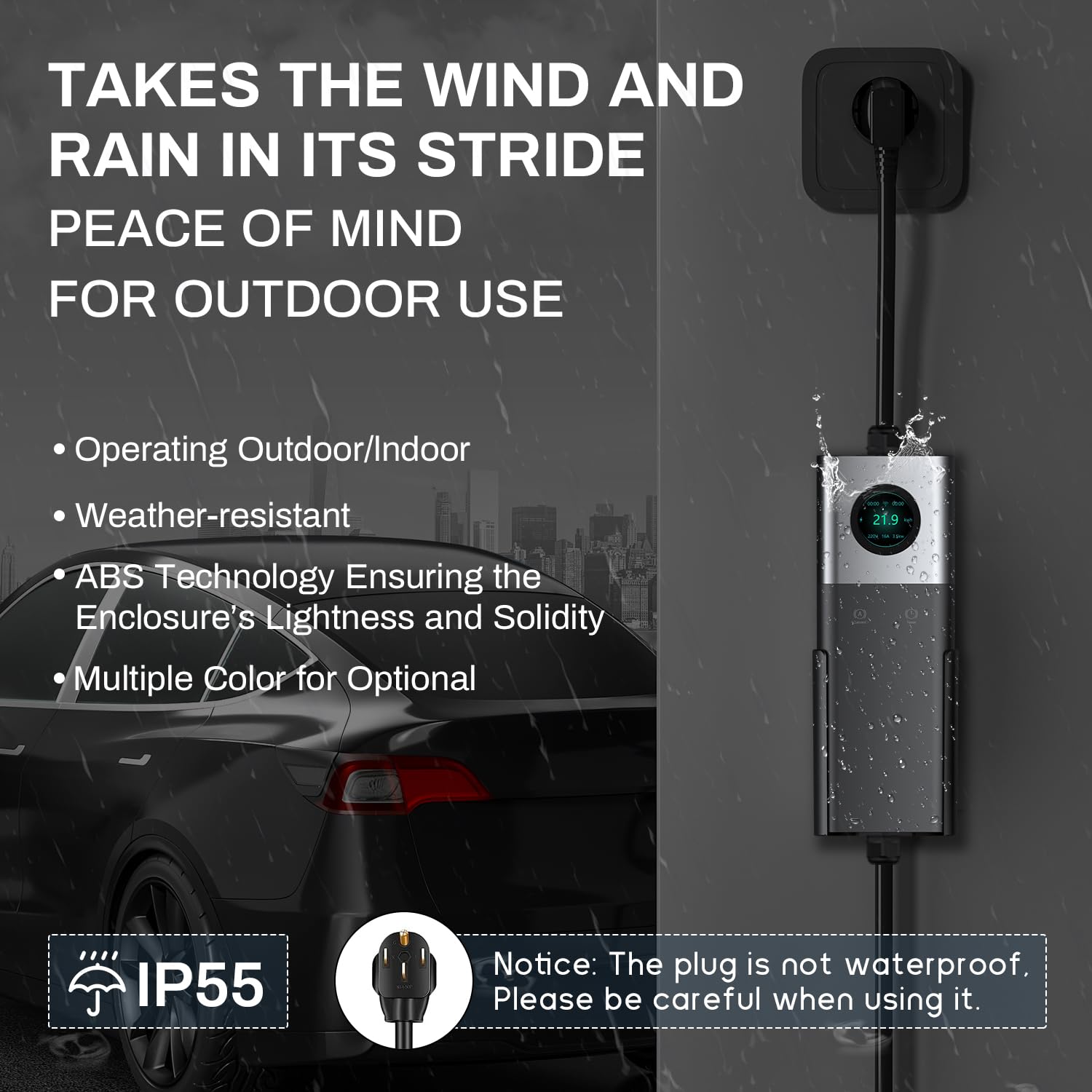 40 Amp Level 2 EV Charger with RFID Card & 25ft Cable - NEMA 14-50 Plug, WiFi Enabled Indoor/Outdoor Electric Vehicle Charging Station for Home & Commercial Use