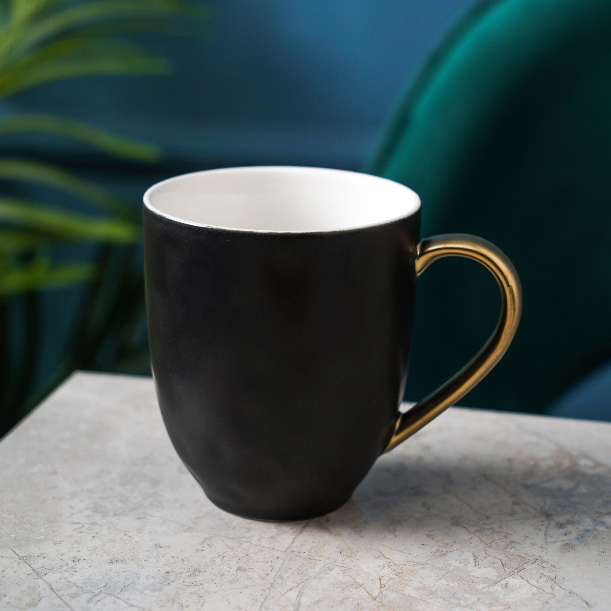 Premium Black Florian Porcelain Coffee Mug - Elegant Ceramic Tea Cup for Home, Office & Gifts - Dishwasher & Microwave Safe