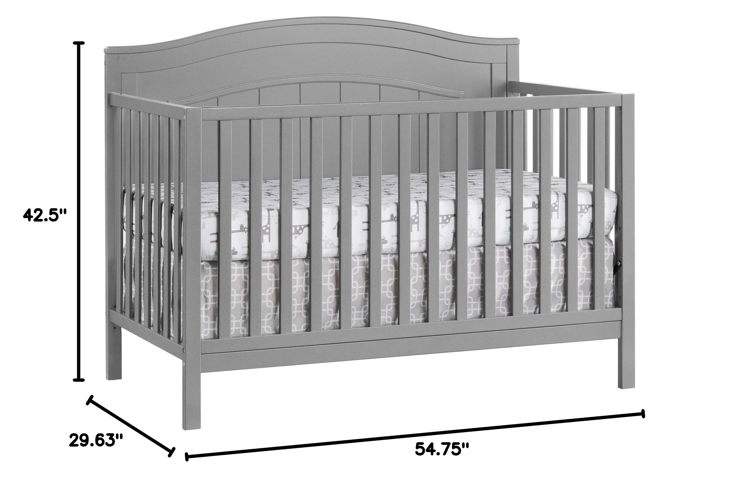 Oxford Baby North Bay 4-in-1 Convertible Baby Crib - Greenguard Gold Certified, Dove Gray | Nursery, Toddler Bed & Daybed | Safe & Stylish for Newborns to Teens