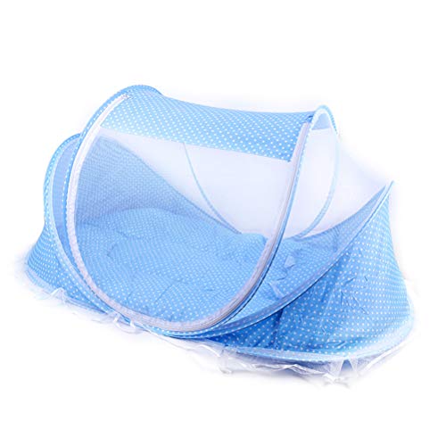 Portable Foldable Baby Bed Net - Breathable Polyester Newborn Sleep & Travel Crib for Infants (Sky-Blue, Green) - Perfect for Home, Nursery, Camping & Airplane Travel