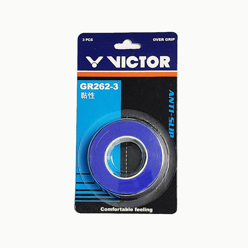 Victor GR 262 Tennis Overgrip 3 Pack - Purple | Non-Slip, Cushioned Grip for Tennis Rackets | Perfect for Tennis Players & Racquet Sports Enthusiasts