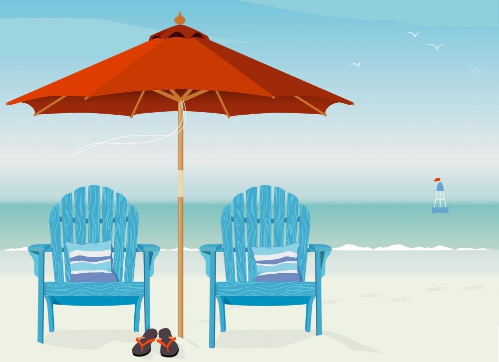 Adirondack Chairs Beach Wall Mural - Peel and Stick Wall Decal (24