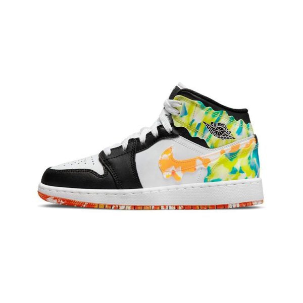 Nike Air Jordan 1 Mid SE Slim Vortex GS Basketball Shoes - Black/Team Orange/Kumquat White for Girls - Perfect for Streetwear, Basketball & Casual Outfits