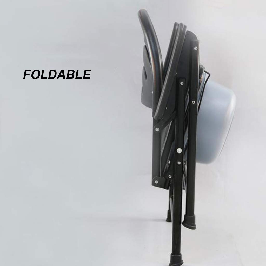 Foldable Shower Bench & Commode Chair for Elderly & Disabled Adults - Adjustable Height, Padded Arms & Backrest, Non-Slip Legs - Ideal for Bathroom Safety, Post-Surgery Recovery & Home Care Use