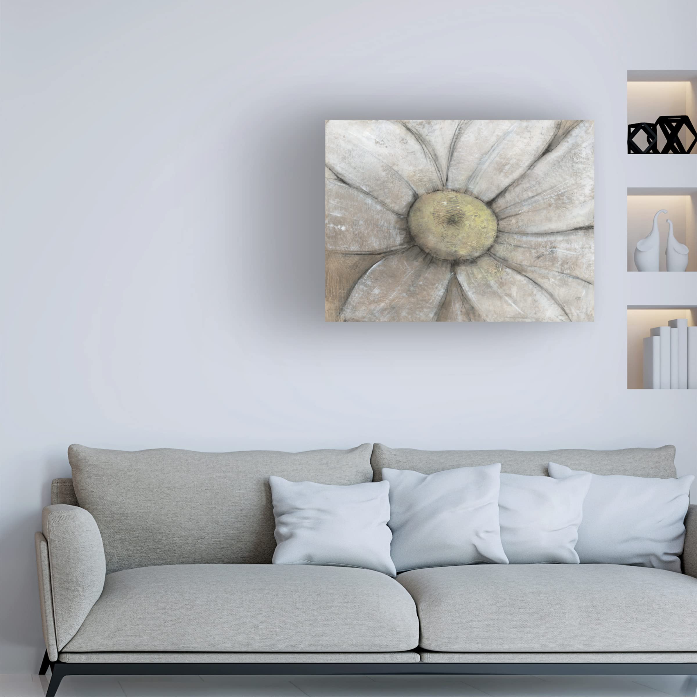 Tim O'Toole 'Close Up Daisy II' Floral Canvas Wall Art - Handmade Botanical Print for Living Room, Bedroom & Office Decor