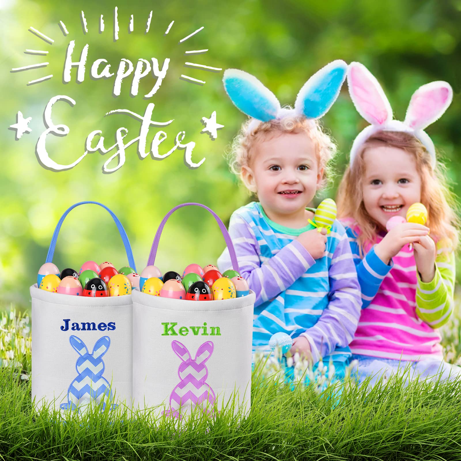 Jocidea Personalized Easter Basket for Kids - Custom Easter Gifts with Easter Eggs & Toys - Perfect for Easter Egg Hunts & Basket Stuffers (Purple) - Great for Toddlers & Children's Easter Celebrations