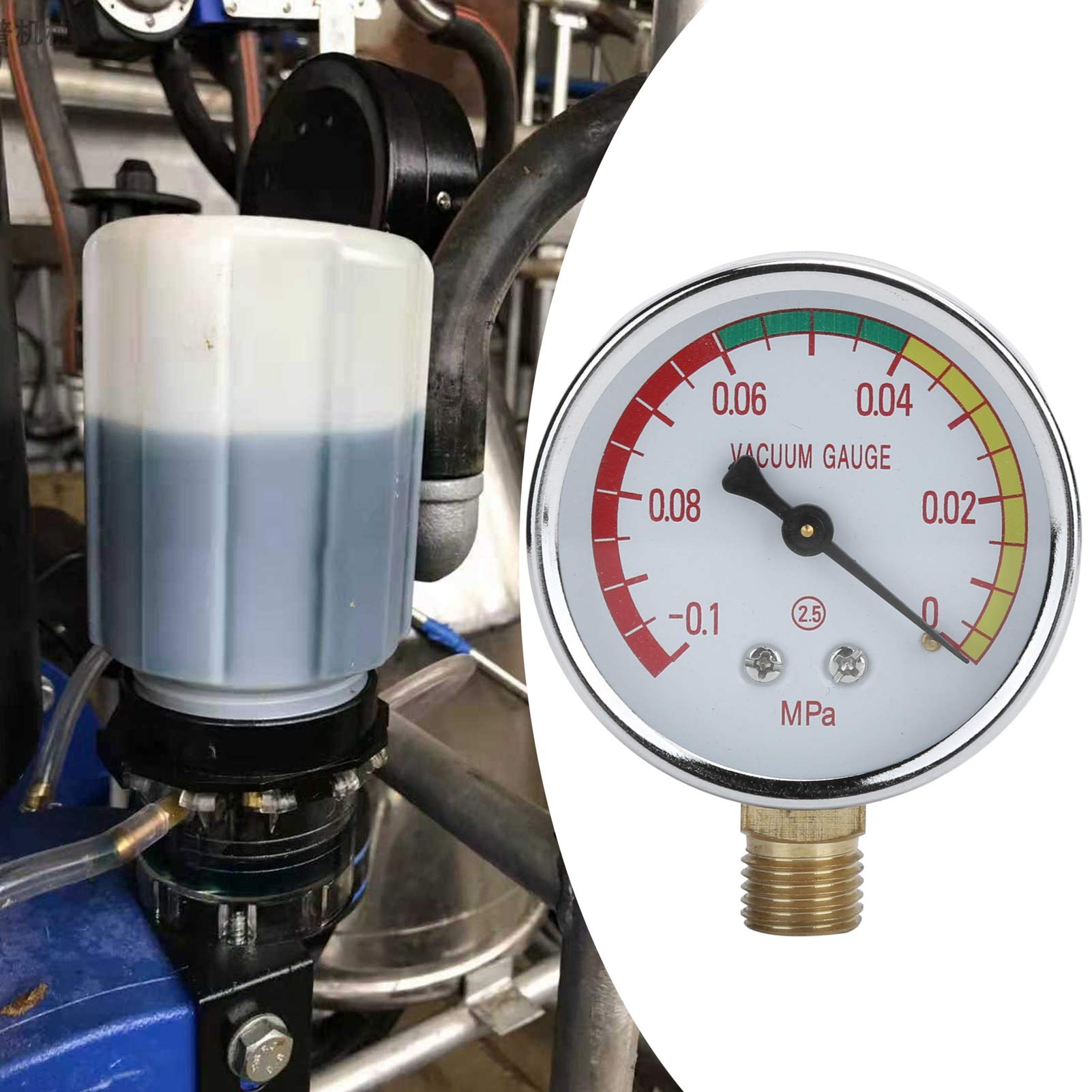 G1/4 Male Thread Vacuum Regulator Gauge & Tee Adapter for Cow and Goat Milking Machines | Precision Control for Dairy Farm Equipment | Perfect for Milking Parlors, Small Farms, and Veterinary Use