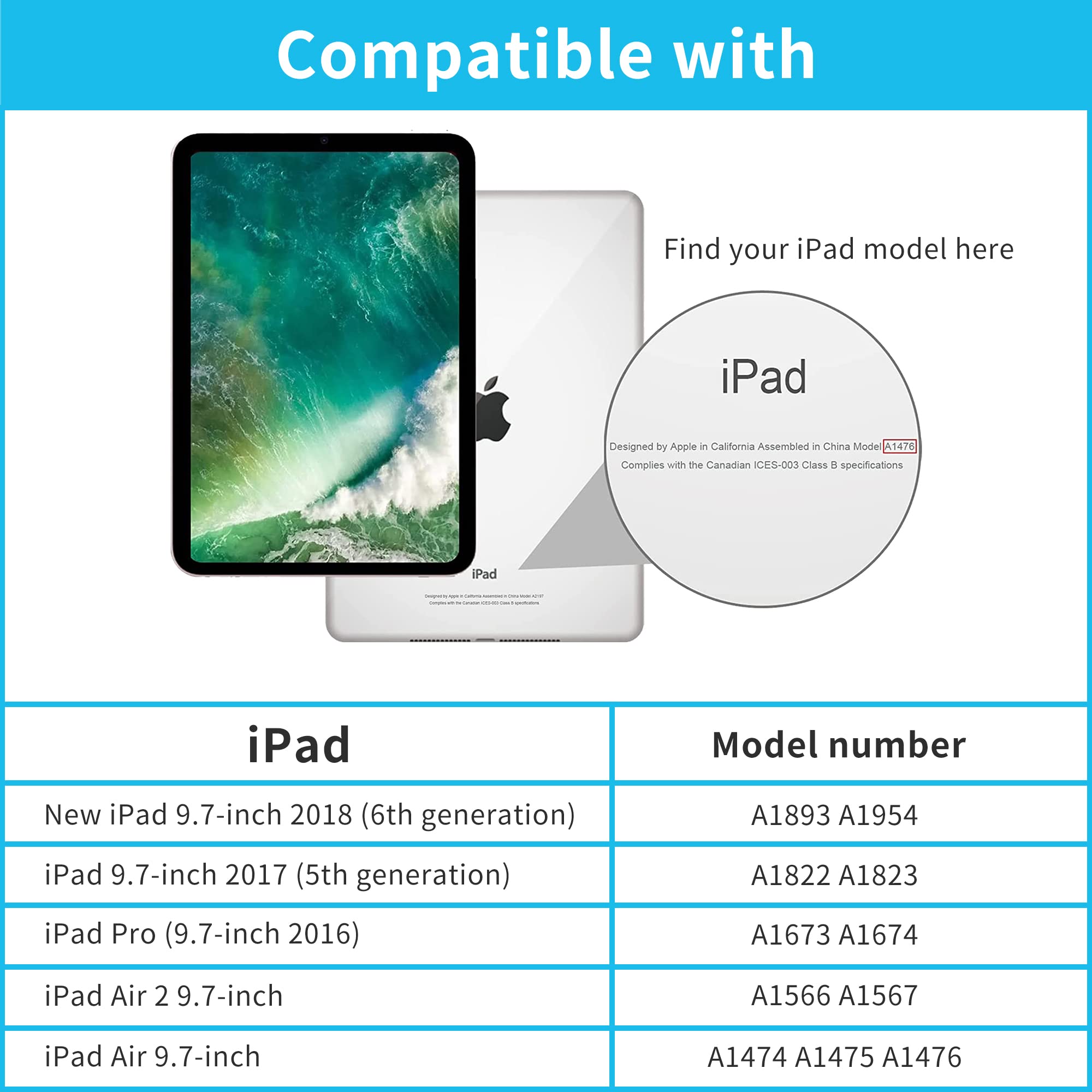 Shockproof Silicone iPad Case for Kids - Double-Faced Monkey Series Protective Cover Compatible with iPad Pro 9.7/Air/Air2/5th/6th Gen (2017/2018 Models) - Blue | Perfect for School, Travel & Home Use by Children