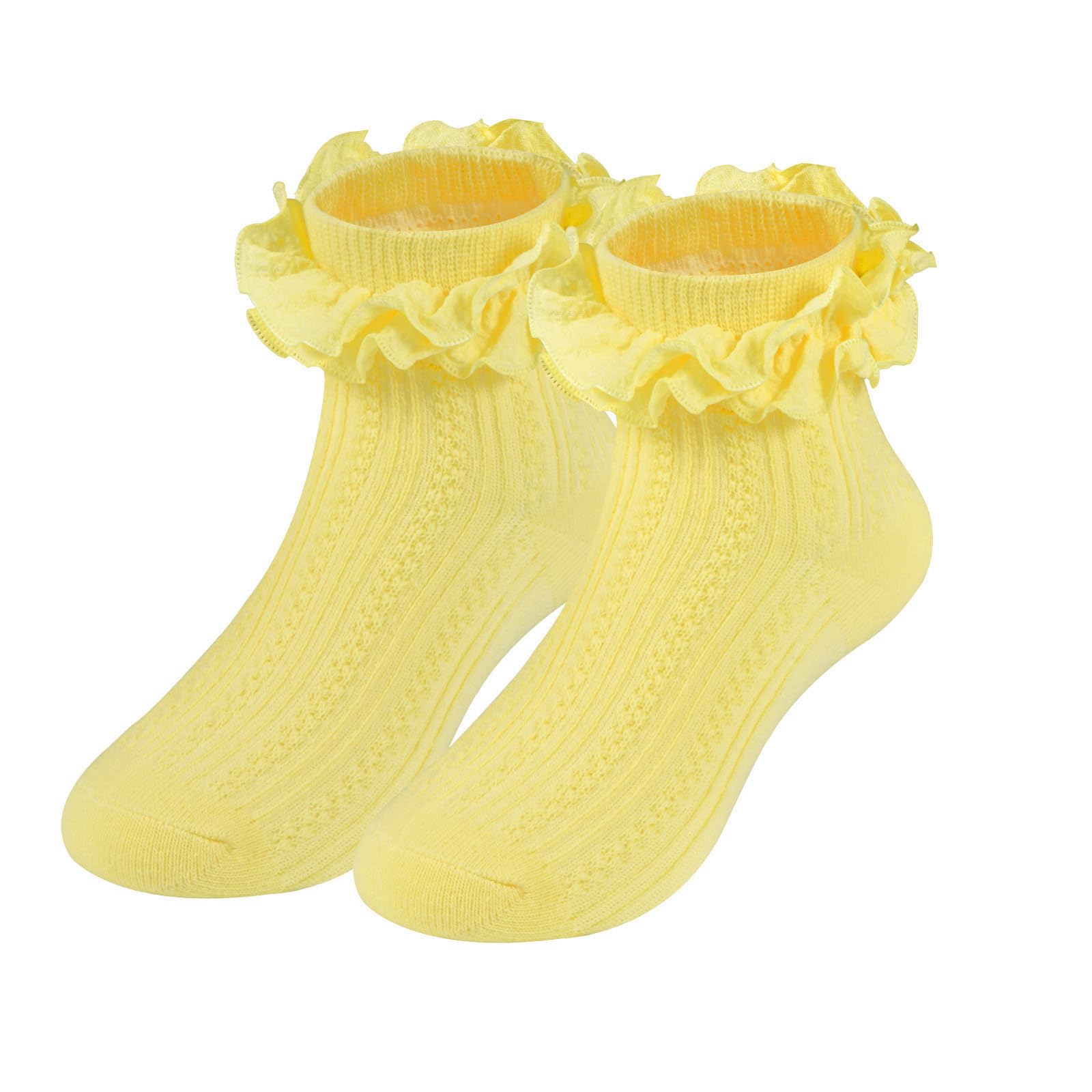 Toddler Girls Ruffle Socks - Newborn Baby Cotton Lace Frilly Socks - Cute Princess Style Dress Socks 1 Pack - Perfect for Parties, Photography & Special Occasions