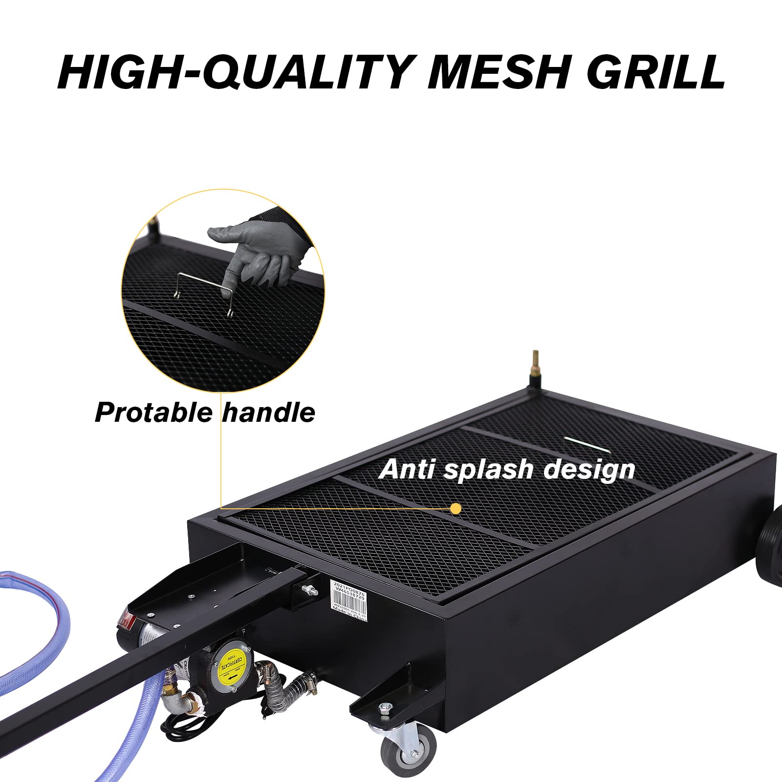 20 Gallon Oil Drain Pan with Electric Pump - Portable Low Profile Oil Change Tank for Cars, SUVs & Trucks - Large Capacity Oil Drain Pan with Hose & Swivel Caster Wheels - Ideal for Garage, Auto Shop & DIY Oil Changes (Black)