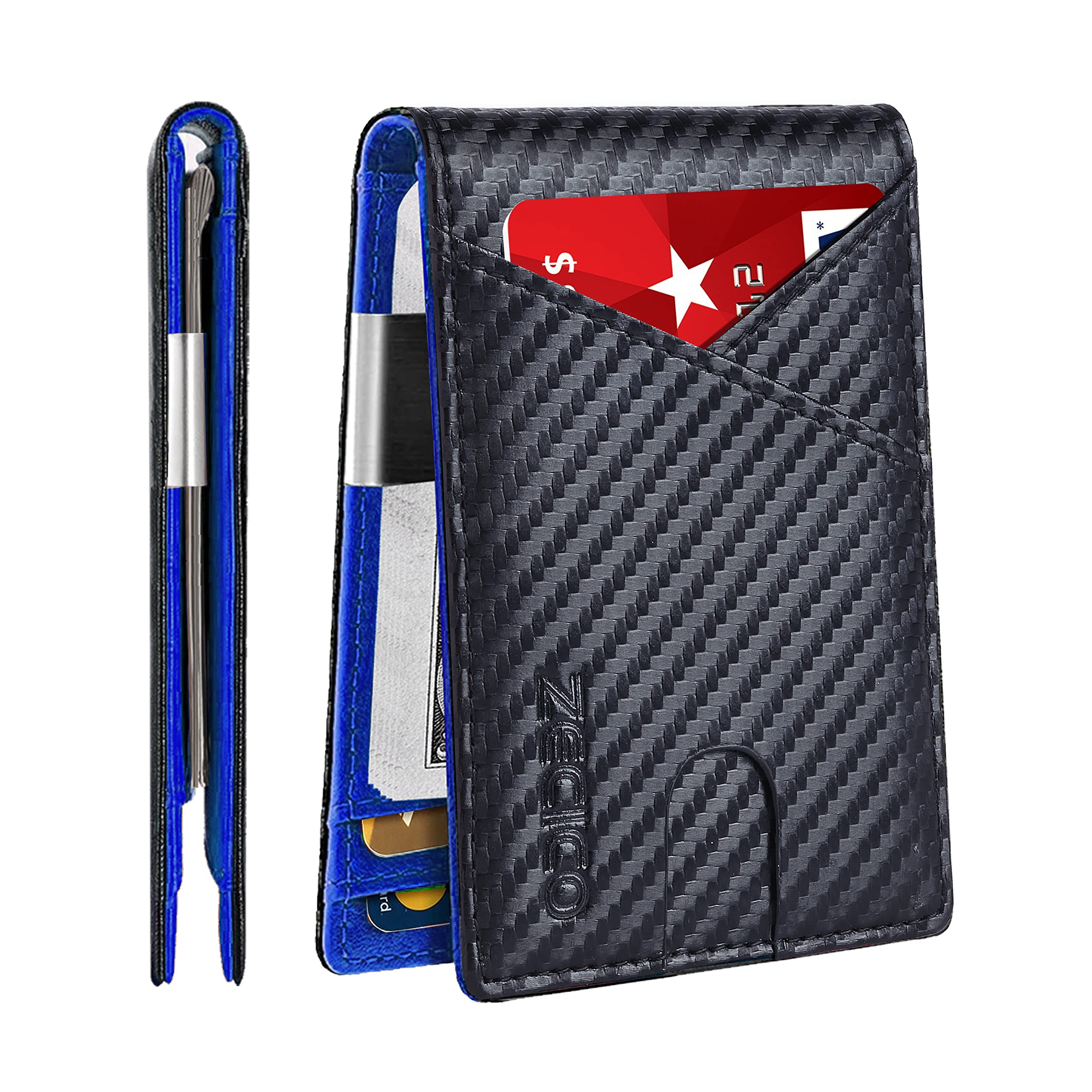 Slim RFID Blocking Leather Wallet for Men - Bifold Front Pocket Wallet with Money Clip & ID Window - Credit Card Holder - Perfect Gift for Dad, Husband, Boyfriend (Office, Travel, Everyday Carry)