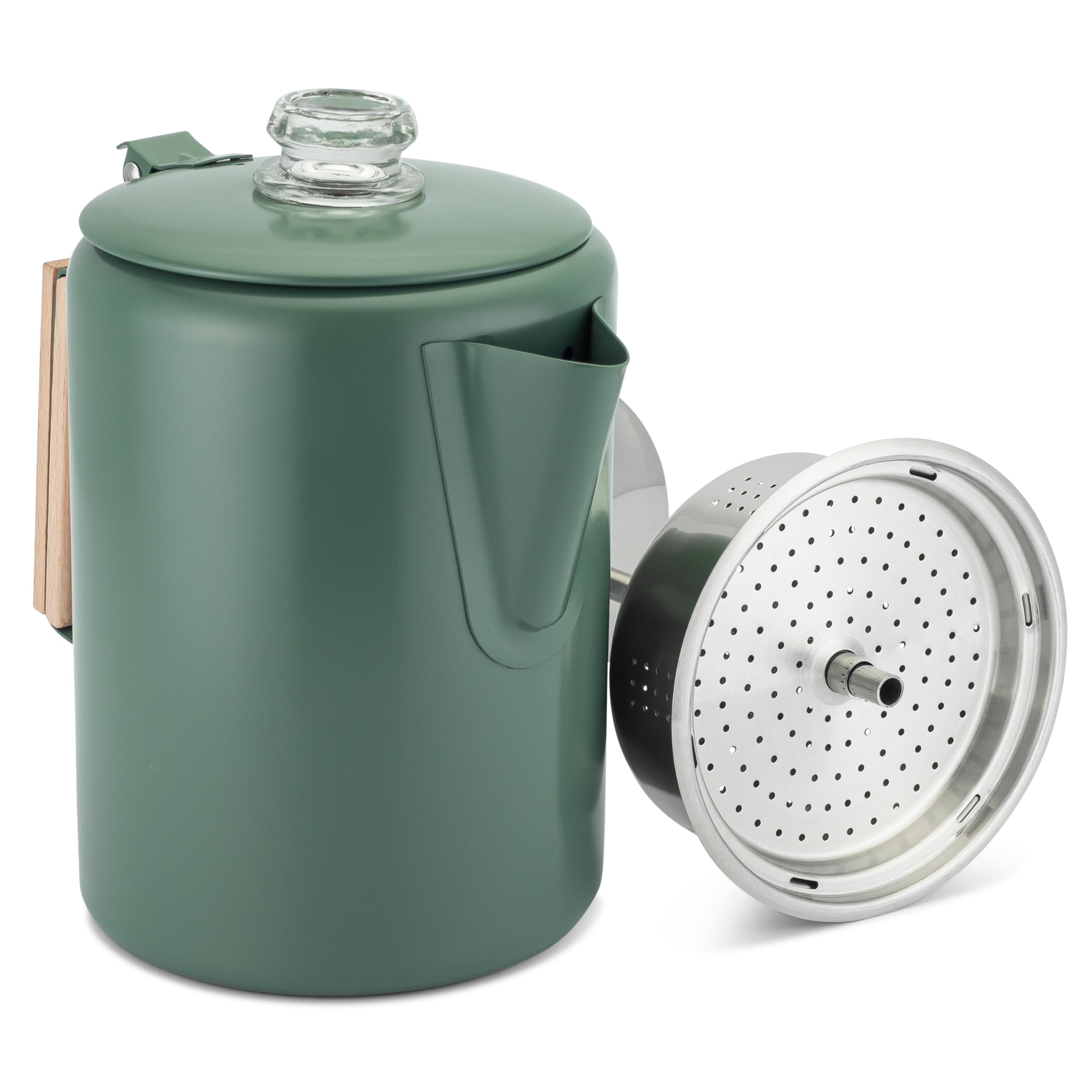 COLETTI Bozeman Camping Coffee Pot - Stainless Steel Percolator for Outdoor Adventures, Camping & Hiking - BPA-Free & Eco-Friendly (Camp Green) | Perfect for Backpacking, RV Trips & Picnics