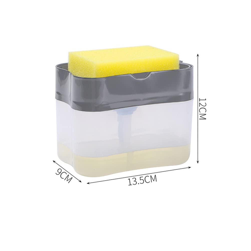 2-Pack Garneck Soap Dispenser & Sponge Holder Set - Practical Dish Soap Pump Dispenser with Empty Soap Case - Perfect for Kitchen Sink, Bathroom Counter & Dishwashing Station Organization