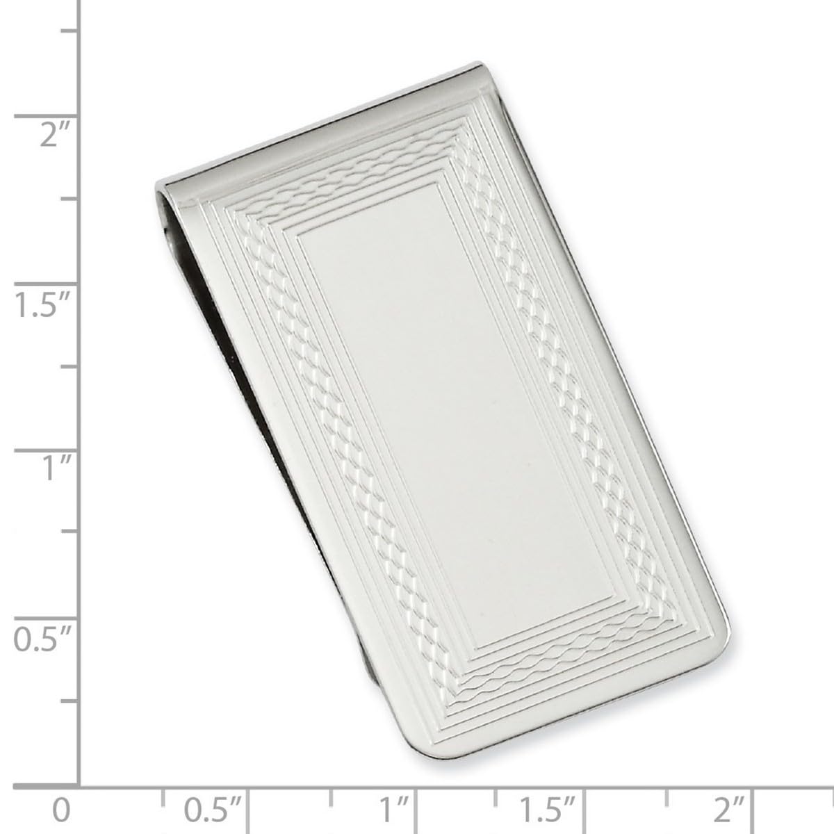 Polished Silver Plated Rhodium Money Clip for Men - 50x25mm Wide Elegant Border Design - Perfect for Gifts, Weddings & Everyday Cash Organization