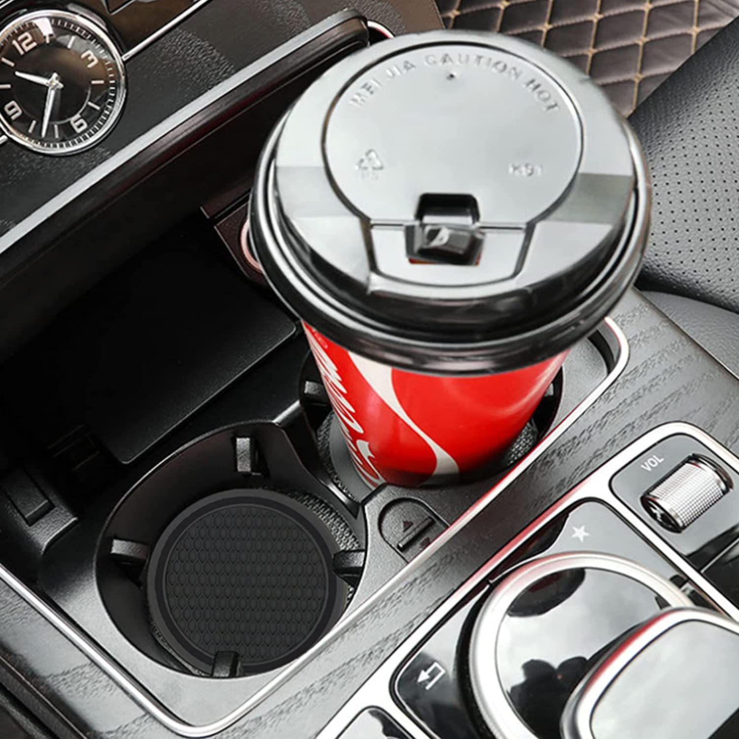 2 PCS Premium Car Coasters - Non-Slip Polyester Cup Holders for Coffee, Drinks & Phones - USA Ships Fast (Perfect for Road Trips & Daily Commutes)