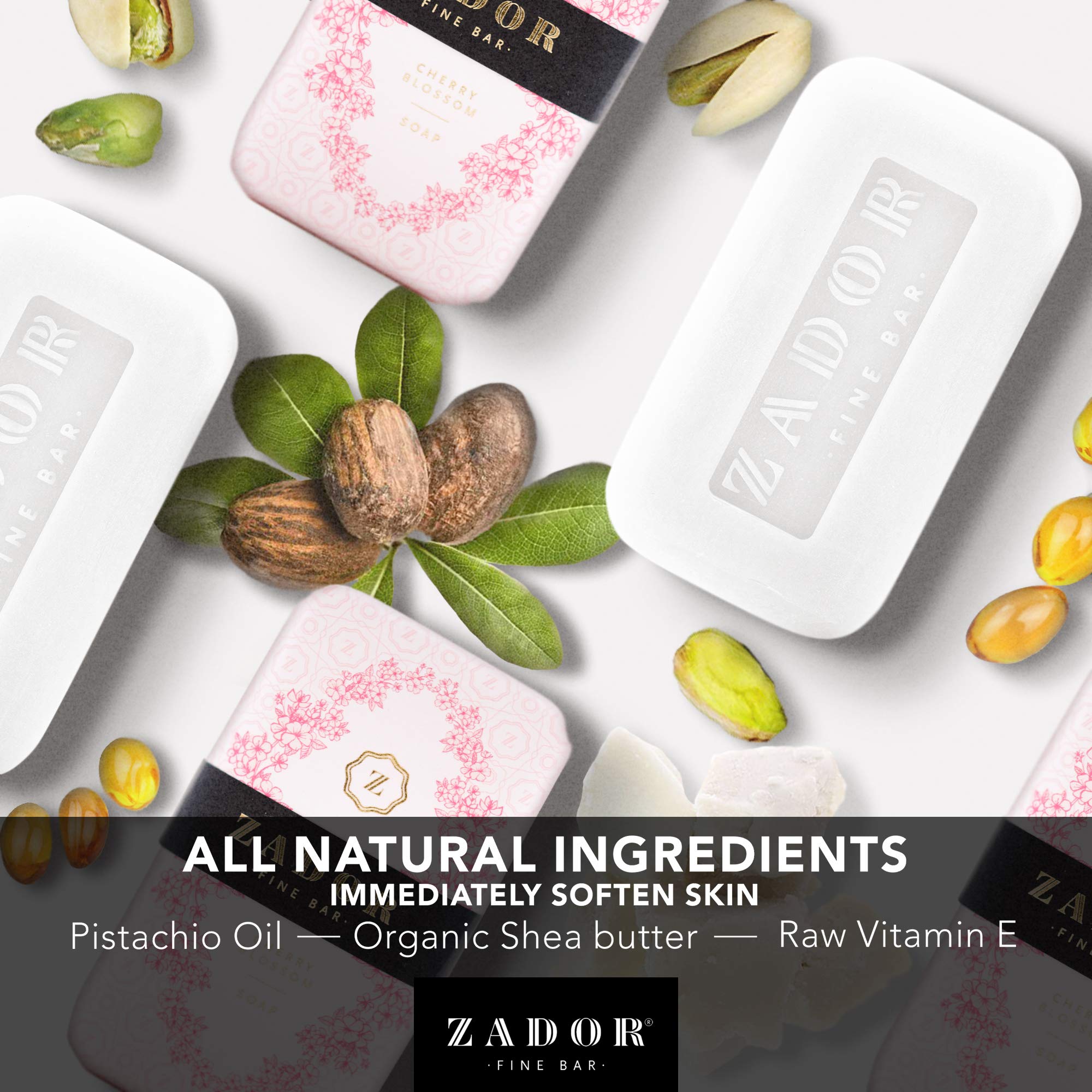 Zador Luxury Scented Soap - Cherry Blossom Fragrance, Handmade Natural Soap Bar for Women & Men, Moisturizing & Exfoliating, Perfect for Spa, Bath, Gift & Relaxation