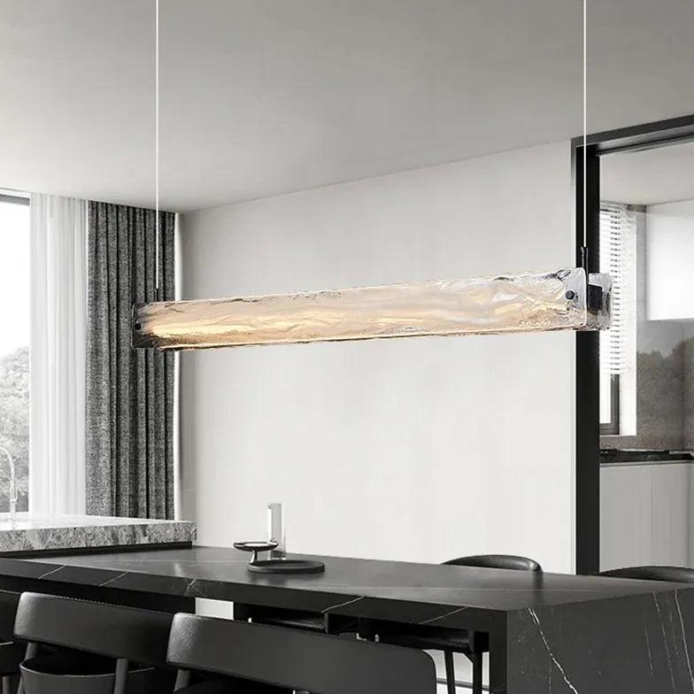 Modern Black LED Rectangular Pendant Light for Dining Room - Dimmable Hanging Chandelier with Adjustable Height, Perfect for Kitchen Island, Breakfast Nook & Contemporary Home Decor