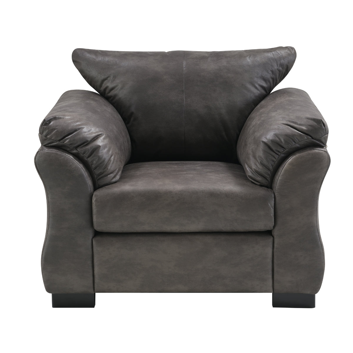 Modern Charcoal Transitional Chair with Pillow-Style Back & Flared Arms - Stylish Living Room & Office Seating for Home Decor