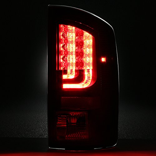 AKKON Black Bezel LED Tail Lights + LED 3rd Brake Light for 2002-2006 Dodge Ram 1500/2500/3500 - Durable Replacement with Bright LED Lights for Enhanced Safety & Style | Perfect for Off-Roading, Truck Upgrades & Night Driving