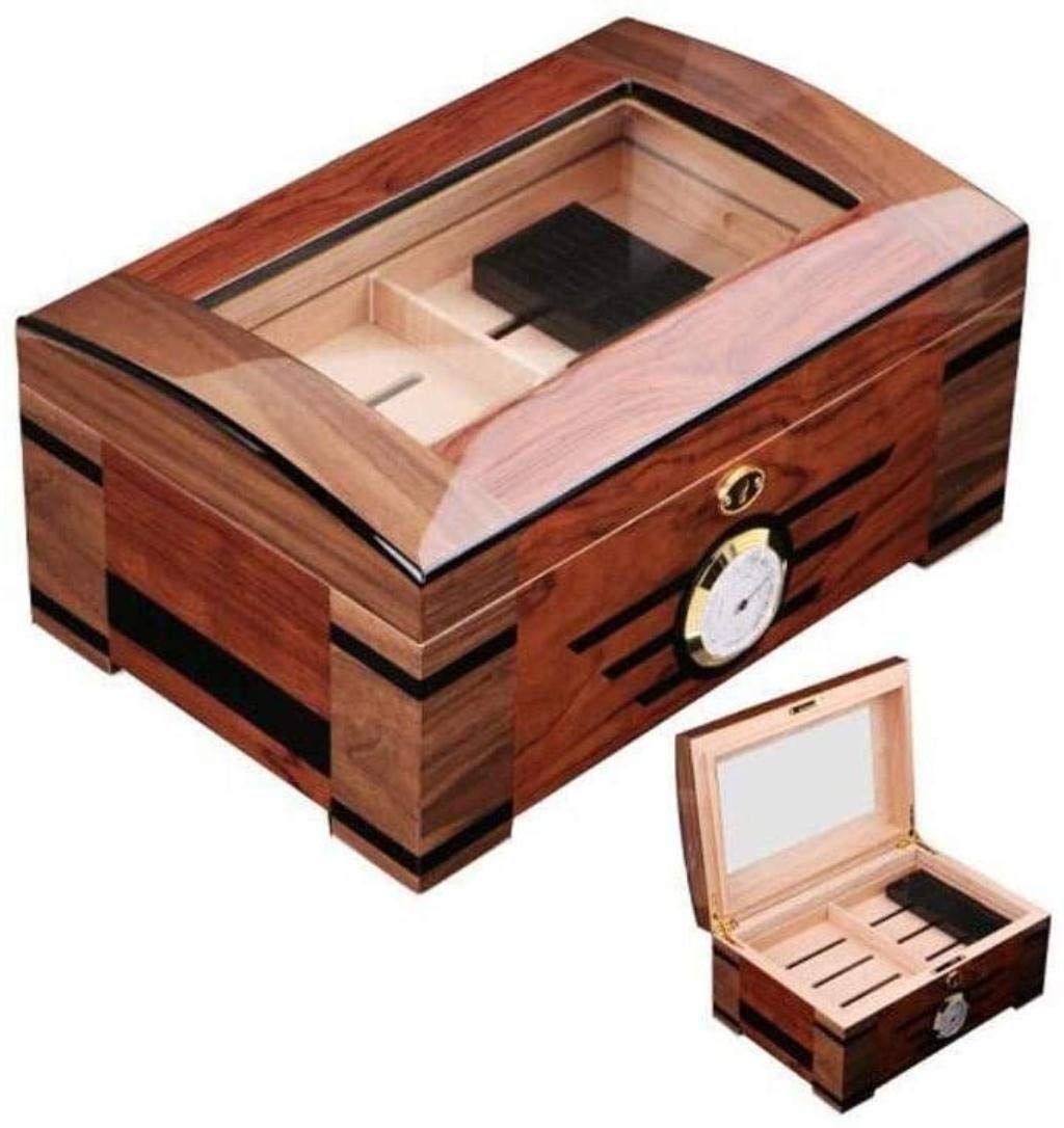 Premium Cigar Box - Large Capacity Holds 20 Cigars | Airtight Humidor with Hygrometer | Wooden Decorative Storage Case for Cigars & Accessories | Perfect for Home, Office or Gifts