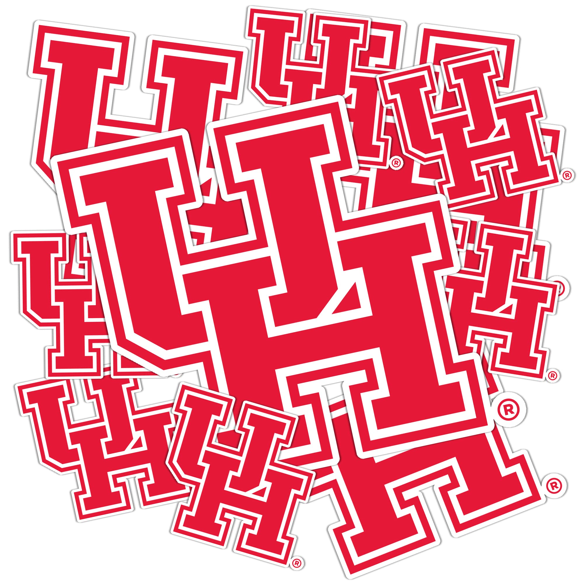 University of Houston NCAA Vinyl Sticker Decal - Waterproof, Durable for Laptop, Water Bottle, Car, Scrapbook (Sheet of 3) - Perfect for School Spirit, College Decor & Fan Gifts