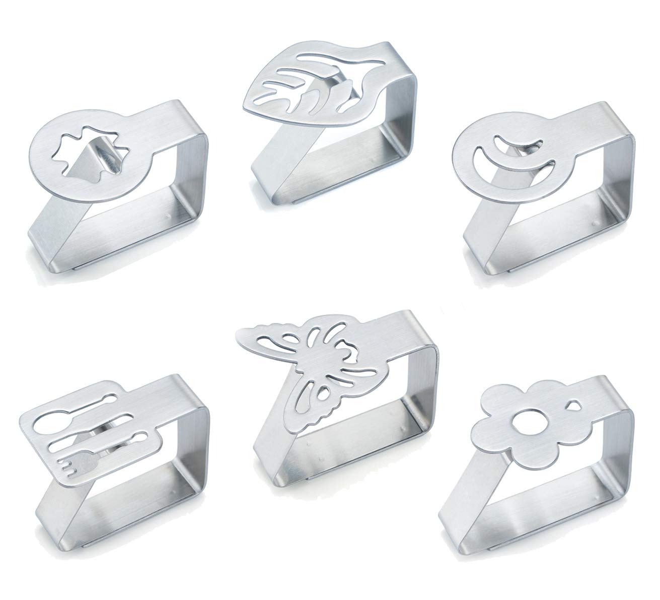 Weyoo 6 Pack Heavy Duty Stainless Steel Tablecloth Clips - Thickened Strong Table Cover Clamps for Outdoor & Indoor Use - Perfect for Picnics, BBQs, Parties & Home Decor (Silver)